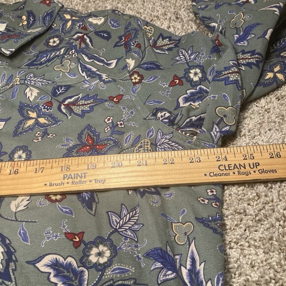 Appleseeds Jacket Womens XL Green Floral Cotton Button Up Collared - Picture 3 of 8